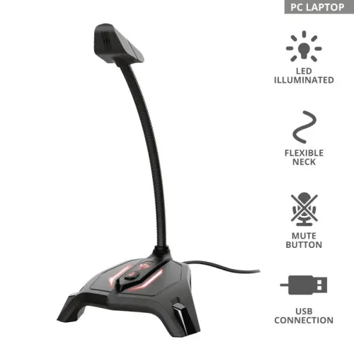 Mikrofon Trust GXT 215 Zabi LED Illuminated USB 23800 Przewodowy Pojemnościowy Czarny