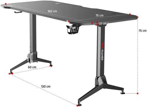 Biurko gamingowe PRO-GAMER D-6000