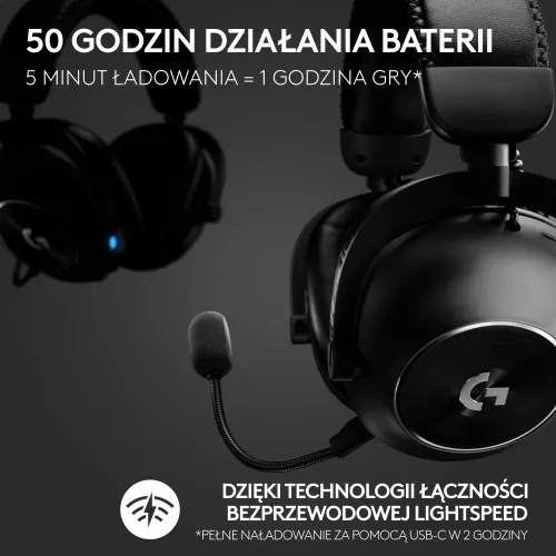 Słuchawki bezprzewodowe z mikrofonem Logitech G Pro X2 Lightspeed Nauszne Czarny + Stojak