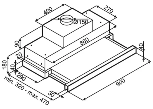 Okap VDB Vector PRO 90 Czarny