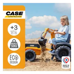 Falk Traktor Na Pedały Case Ce Z Koparką Ładowarką I Przyczepą 3-7 Lat