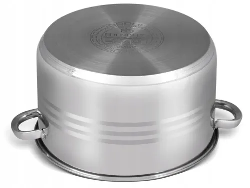 Garnek stalowy gastronomiczny duży z pokrywką 17,7l 34cm indukcja gaz 3022
