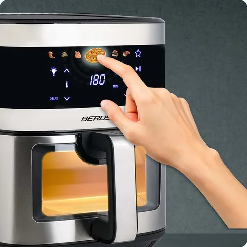 Air Fryer Frytkownica beztłuszczowa BERDSEN BD-656 9.1l 7 gotowych programów Srebrny