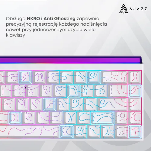 Klawiatura mechaniczna Ajazz NK68 Red Switch Biały