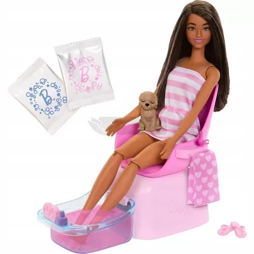 LALKA BARBIE Manicure Pedicure Spa, zestaw do zabawy dla dzieci HYV30