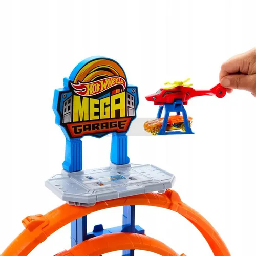 HOT WHEELS CITY ZESTAW MEGA GARAŻ PARKING Gigapętla + autko, helikopter JBM74