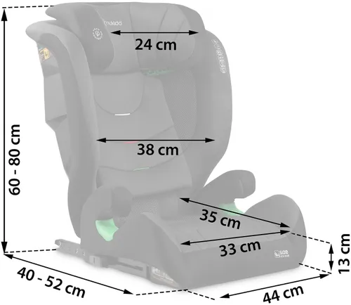 Fotelik samochodowy NUKIDO Louis Soft i-Size 100-150 cm (15-36 kg) Czarno-szary