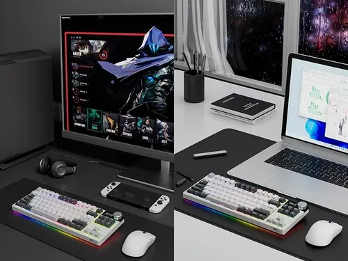 Klawiatura ROYAL KLUDGE RKS85 RGB Hot Swap Cloud Switch Biało-czarny