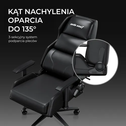 Fotel Anda Seat X1 Gaming Sofa Elegant Black Gamingowy do 120kg Skóra Eco Czarny