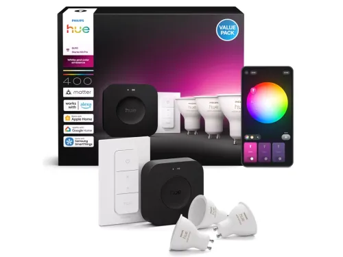 Zestaw Philips Hue White and Colour Ambiance 3 żarówki GU10 + regulator przyciemniania + Bridge Pro