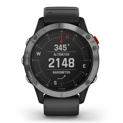 Смарт-часы Garmin FENIX 6 Solar серебристый с черным ремешком (010-02410-00)