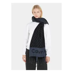 Calvin Klein Franjuri monogramă eșarfă șal 100x200 K60k611118 CK Negru BAX