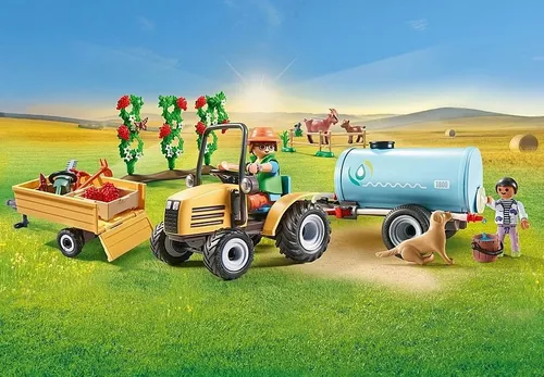 Playmobil Country Figures Set 71442 Трактор с прицепом и цистерной для воды