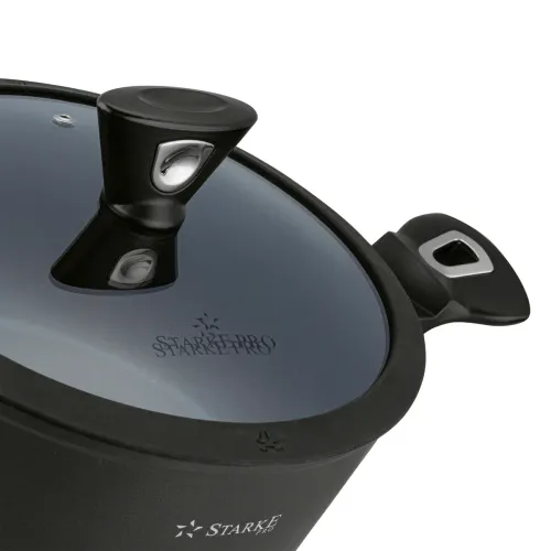 Garnek aluminiowy nieprzywierający z pokrywką STARKE PRO DARK 28 cm