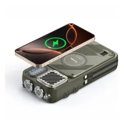 Radioodbiornik Hawk R40 Na korbkę, Solarne, Latarka, Radio FM Bluetooth Zielony