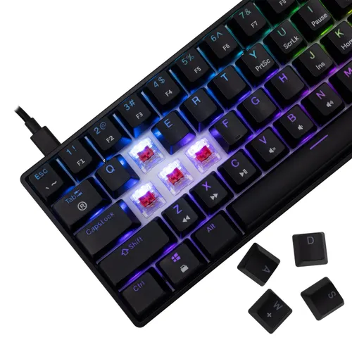 Klawiatura gamingowa White Shark Shinobi Red przewodowa mechaniczna podświetlana czarna