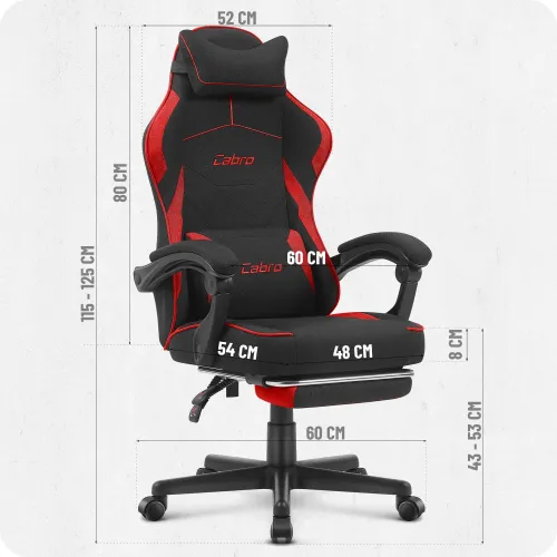 Fotel gamingowy CABRO C502 Czarno-Czerwony