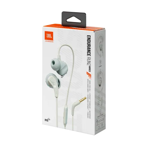 Słuchawki przewodowe JBL Endurance Run 2 Wired White Dokanałowe Mikrofon Biały