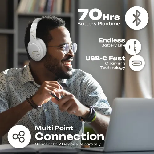 Słuchawki bezprzewodowe PowerLocus P19 White Nauszne Bluetooth 5.3 Biały