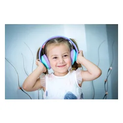 Słuchawki dla dzieci PowerLocus Kids bezprzewodowe Bluetooth zielono-fioletowe