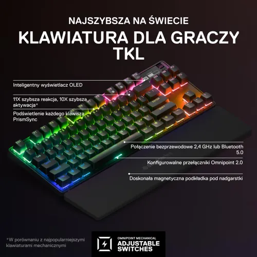 Klawiatura mechaniczna SteelSeries Apex Pro TKL Wireless 2023 OmniPoint 2.0 Czarny