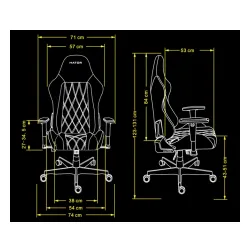 Fotel Hator Darkside 3 Fabric Size M Gamingowy do 100kg Tkanina Szary