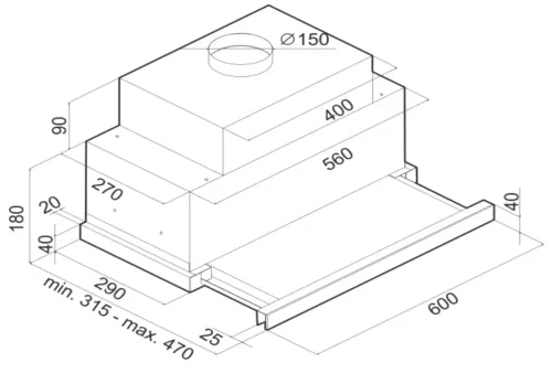 Okap VDB Vector PRO 60 Czarny