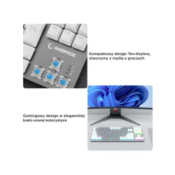 Klawiatura gamingowa Rampage Snug Blue przewodowa mechaniczna podświetlana biało-szara