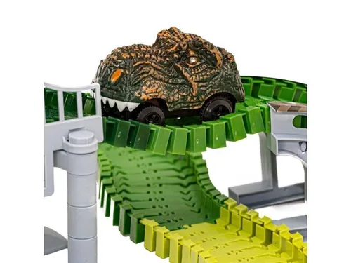 Duży Tor Samochodowy Wyścigowy Elastyczny Park Dinozaurów Zestaw 240 El.