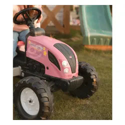 Falk Traktor Country Star Różowy na Pedały + Przyczepka i Klakson 2-5Lat.
