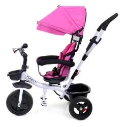 Rowerek trójkołowy z daszkiem FUNFIT obracany 360° wolne koło +trąbka