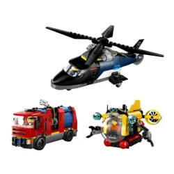 LEGO City 60462 Zestaw z helikopterem, wozem strażackim i łodzią podwodną