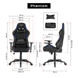 Fotel GAMVIS Phantom Large Czarny (niebieskie elementy)