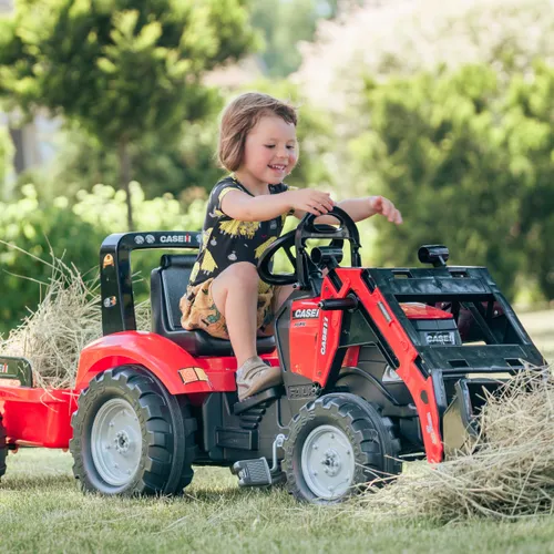 Falk Traktor Case na Pedały z Łyżką i Przyczepką Czerwony od 3 Lat