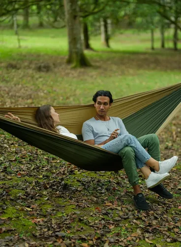 Hamak turystyczny Ticket To The Moon King Size Hammock - army green/brown
