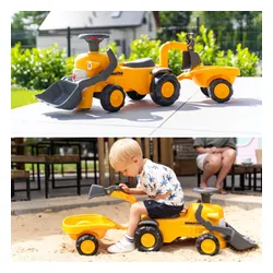 Falk Jeździk Traktor Komatsu z Łyżką Koparką i Przyczepą od 1-3 Lat