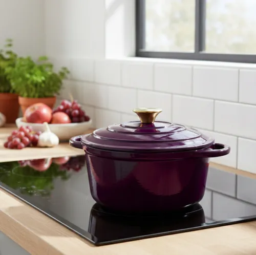 Garnek żeliwny HAGE DQ26 5L Bakłażanowy