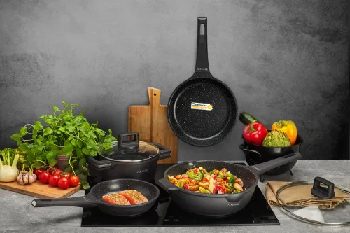 Patelnia nieprzywierająca z pokrywką STARKE PRO TAYLOR MARBLE DEEP 28 cm