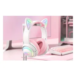 Słuchawki ONIKUMA GT838 Nauszne Biało-różowy