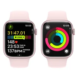 Apple Watch 9 GPS 45 мм алюминиевый розовый / Розовый Спортивный ремешок M / L