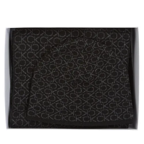Calvin Klein GS Monogram eșarfă și pălărie Set + Beanie K50k511026 negru clasic Mono 01h
