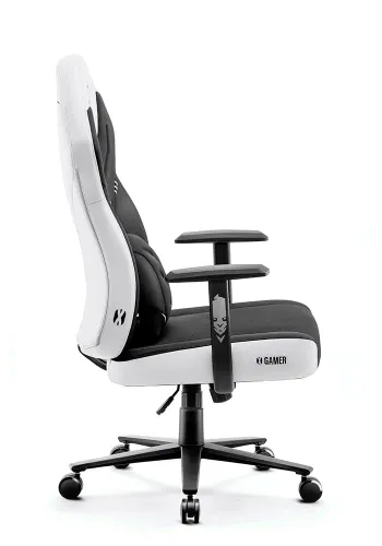 Fotel Diablo Chairs X-Gamer 2.0 Normal Size Gamingowy do 150kg Skóra ECO Tkanina Snow white