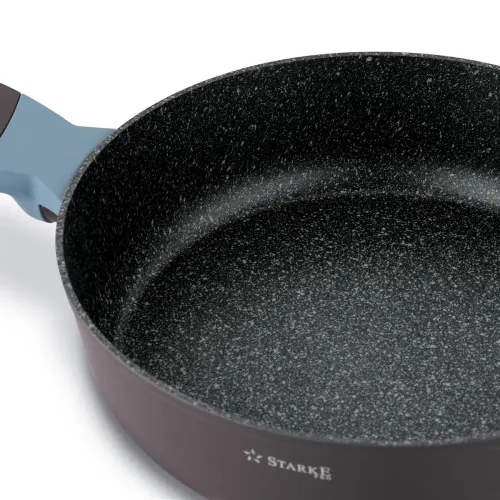 Patelnia na indukcję marmurowa z pokrywką Starke Pro Luxury Grey II 28 cm krótkie uchwyty