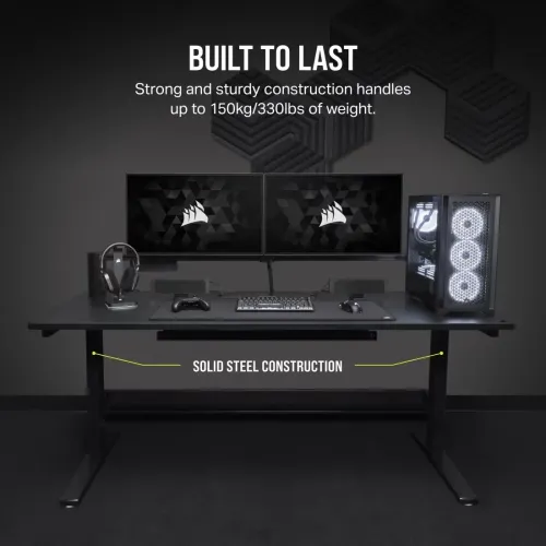 Biurko Corsair Platform:6 Standardowy180cm Czarny Laminat