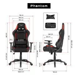Fotel GAMVIS Phantom Large Czarny (czerwone elementy)