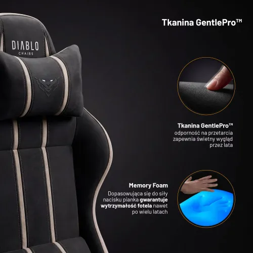 Fotel Diablo Chairs X-One 2.0 Small Camel Black Gamingowy do 90kg Tkanina Czarno-Beżowy