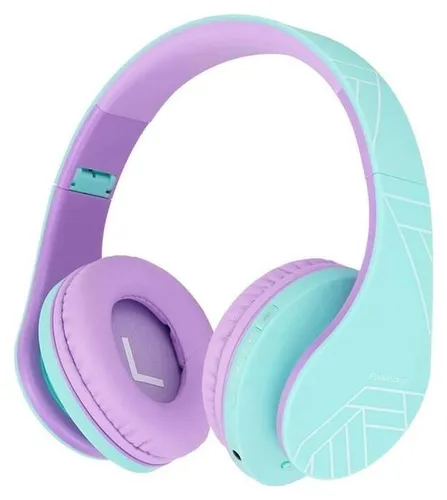 Słuchawki dla dzieci PowerLocus Kids bezprzewodowe Bluetooth zielono-fioletowe