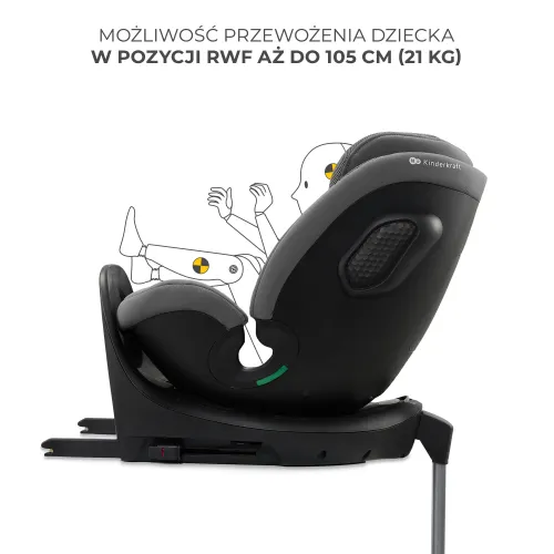 Fotelik samochodowy KINDERKRAFT Xrider 2 I-size 40-150 cm (0-21 kg) Szary