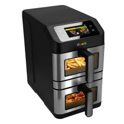 Air Fryer Frytkownica beztłuszczowa ICOOOK MFR-IC-02 10l, z podwójnym koszem, z okienkiem do obserwacji postępów gotowania