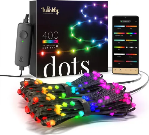 Taśma LED Twinkly Inteligentny miniaturowy łańuch Dots 400 LED RGB 20 m, czarne